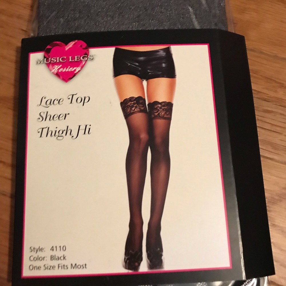 Lace top thigh high